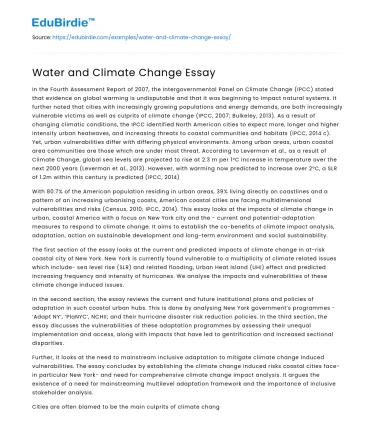 Water and Climate Change Essay