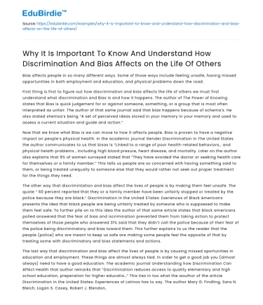 How Discrimination and Bias Shape Human Experience