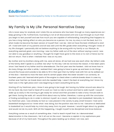 My Family Is My Life: Personal Narrative Essay