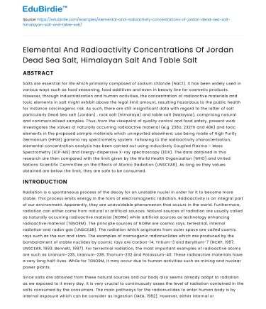 Comparing Radioactivity in Jordan Dead Sea, Himalayan, and Table Salt