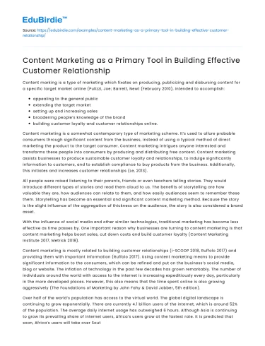 Content Marketing: Building Effective Customer Relationships