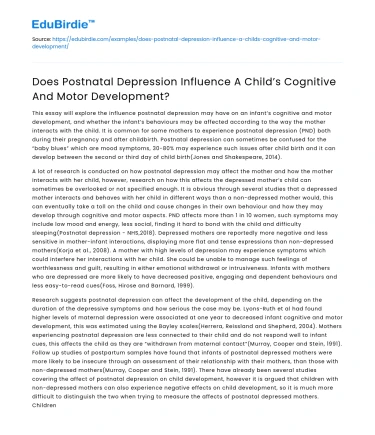 Impact of Postnatal Depression on Child Development