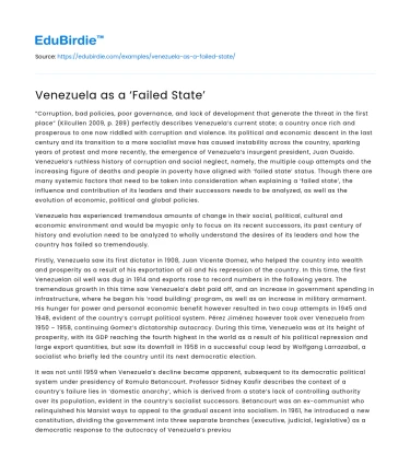 Venezuela as a ‘Failed State’