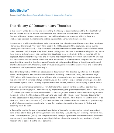 The History Of Documentary Theories