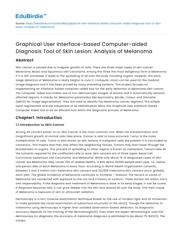 GUI-based Melanoma Diagnosis Tool for Skin Lesions