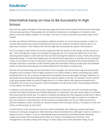 Informative Essay on How to Be Successful in High School
