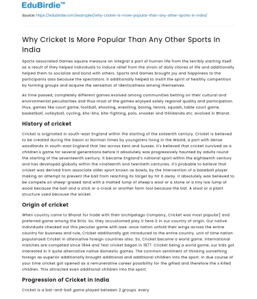 Why Cricket Is More Popular Than Any Other Sports In India