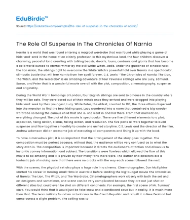 The Role Of Suspense In The Chronicles Of Narnia
