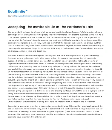 Accepting The Inevitable Lie In The Pardoner’s Tale