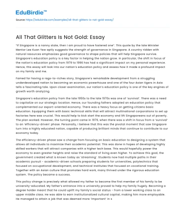 All That Glitters Is Not Gold: Essay