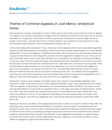 Theme of Criminal Appeals in Just Mercy: Analytical Essay