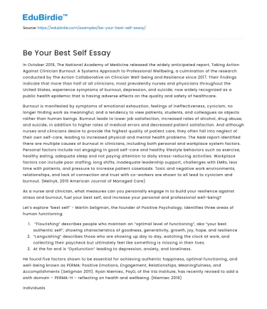Be Your Best Self Essay