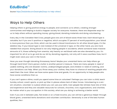 Ways to Help Others