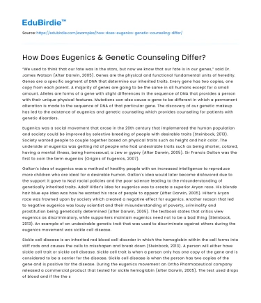 How Does Eugenics & Genetic Counseling Differ?