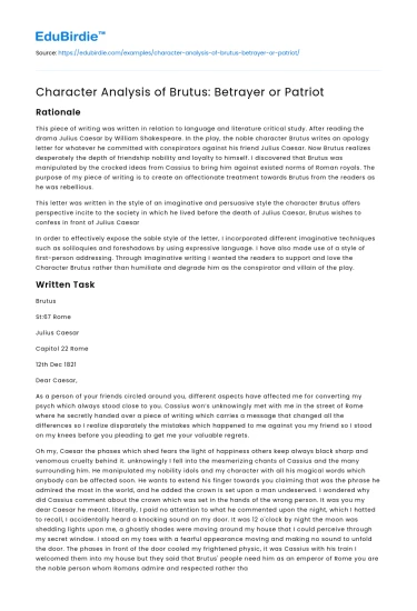 Brutus: A Study of Loyalty and Betrayal