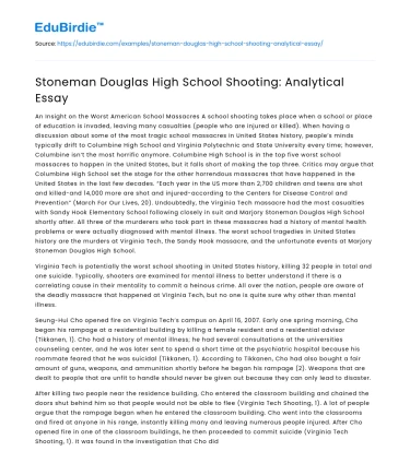 Stoneman Douglas High School Shooting: Analytical Essay
