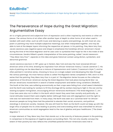 The Perseverance of Hope during the Great Migration