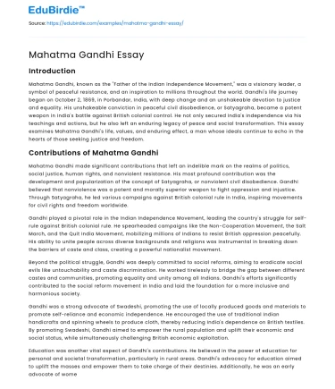 Mahatma Gandhi Essay