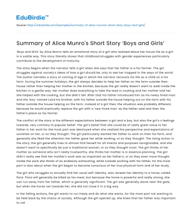 Summary of Alice Munro’s Short Story ‘Boys and Girls’