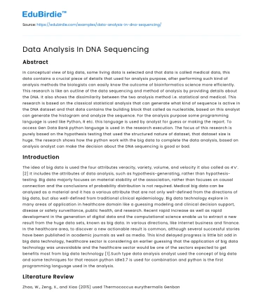 Data Analysis In DNA Sequencing