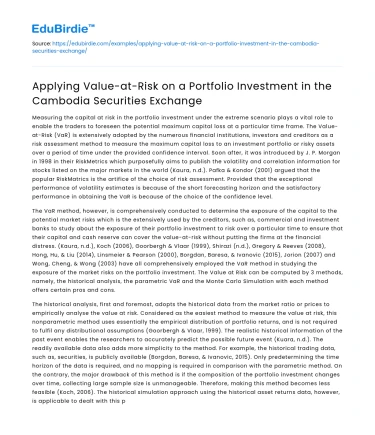 Value-at-Risk for Portfolio in Cambodia Securities Exchange
