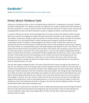 Essay about Oedipus Eyes