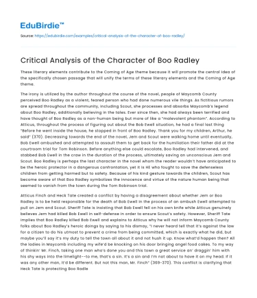 Critical Analysis of the Character of Boo Radley