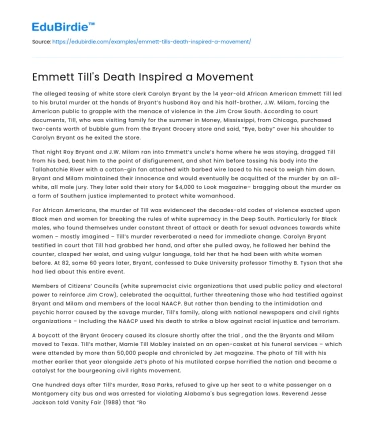 Emmett Till’s Death Inspired a Movement