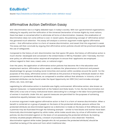 Affirmative Action Definition Essay
