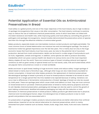 Essential Oils as Antimicrobial Preservatives in Bread