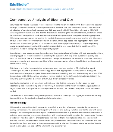 Comparative Analysis of Uber and OLA