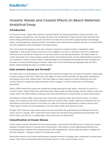 Oceanic Waves and Coastal Effects on Beach Materials: Analytical Essay