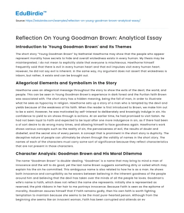 Reflection On Young Goodman Brown: Analytical Essay