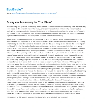 Rosemary’s Role in ‘The Giver’