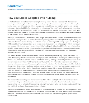 How Youtube is Adapted into Nursing