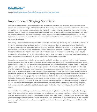 Importance of Staying Optimistic