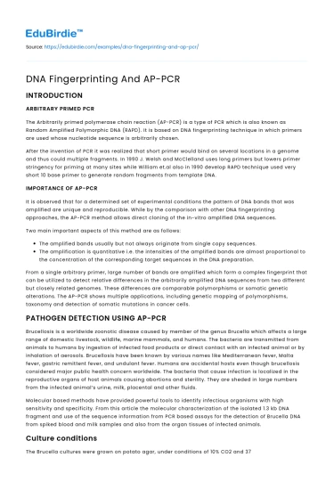 DNA Fingerprinting And AP-PCR
