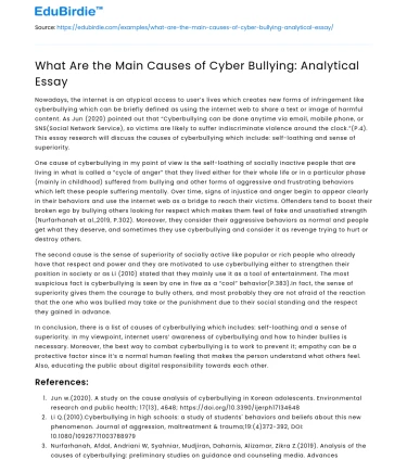 What Are the Main Causes of Cyber Bullying: Analytical Essay