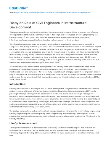 Essay on Role of Civil Engineers in Infrastructure Development