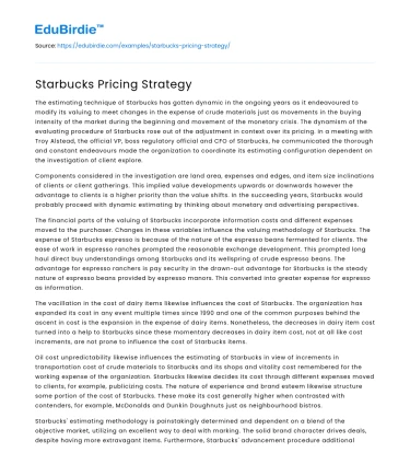 Starbucks Pricing Strategy