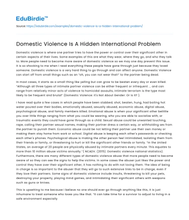 Domestic Violence Is A Hidden International Problem