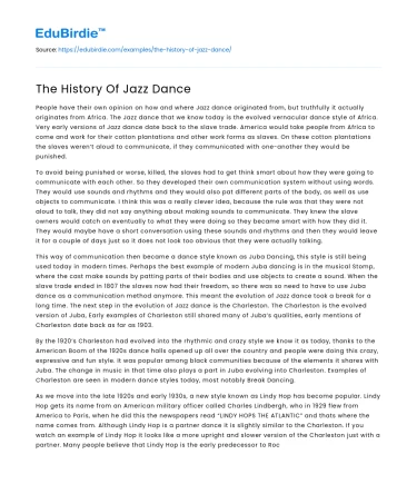 The History Of Jazz Dance