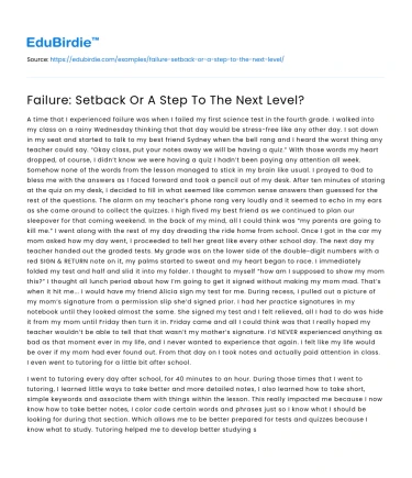 Failure: Setback Or A Step To The Next Level?