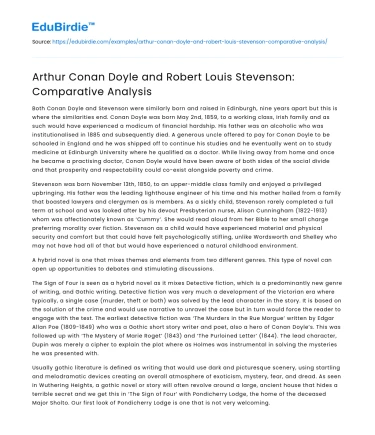 Arthur Conan Doyle and Robert Louis Stevenson: Comparative Analysis