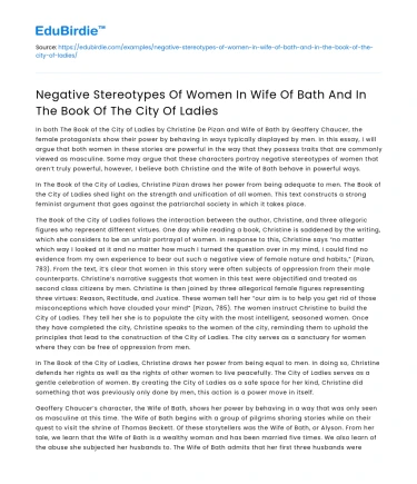 Negative Stereotypes of Women in Literature