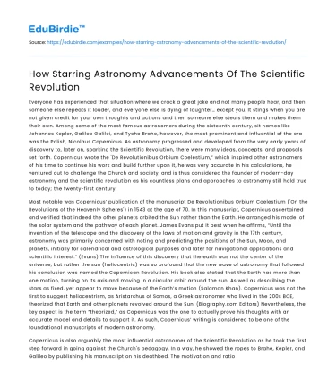 How Starring Astronomy Advancements Of The Scientific Revolution