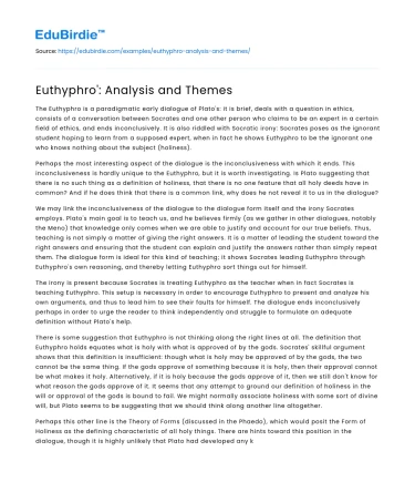 Euthyphro’: Analysis and Themes