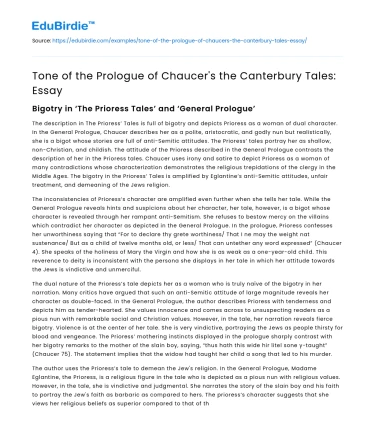 Tone of the Prologue of Chaucer’s the Canterbury Tales: Essay
