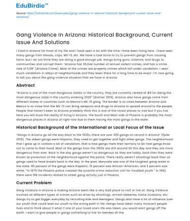 Arizona Gang Violence: History, Current Issues, & Solutions