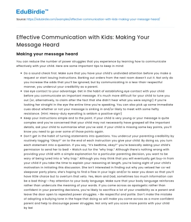 Effective Communication with Kids: Making Your Message Heard